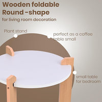 Woodzest Modern Round Bedside Table with Open Shelf | White & Natural Wood Finish