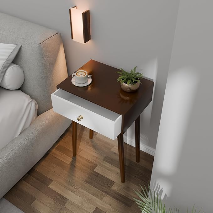 Modern Wooden Bedside Table with Drawer | Woodzest
