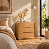 Natural Oak 3 Drawer Wooden Chest of Drawers for Bedroom