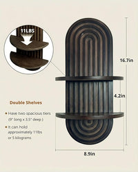 WOODZEST Set of 2 Dark Walnut Solid Wood Floating Wall Shelves