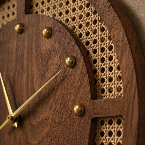 Arched Cane Wooden Wall Clock – Natural Wood Finish - alternate