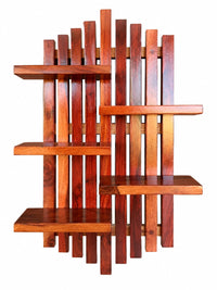Multipurpose Wooden Wall Shelf with Plant Holder | Modern Floating Display