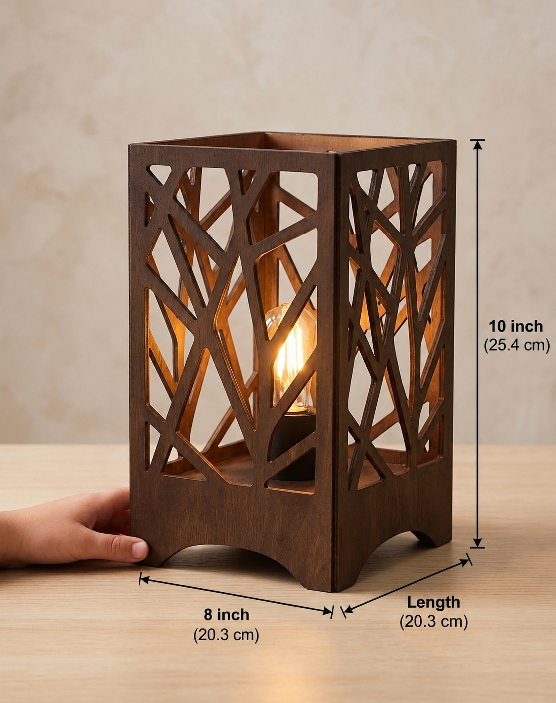 Decorative Wooden Table Lamp with Artistic Cutout Design